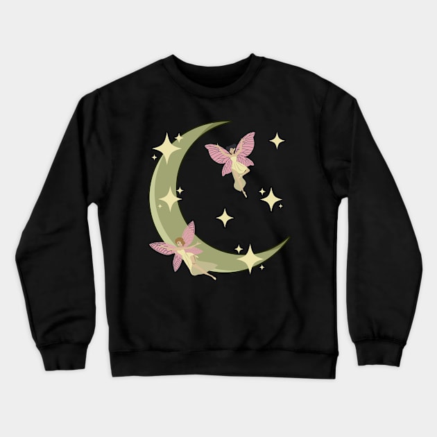 Fairycore Aesthetic Fairy Crescent Moon Fairies Crewneck Sweatshirt by Alex21